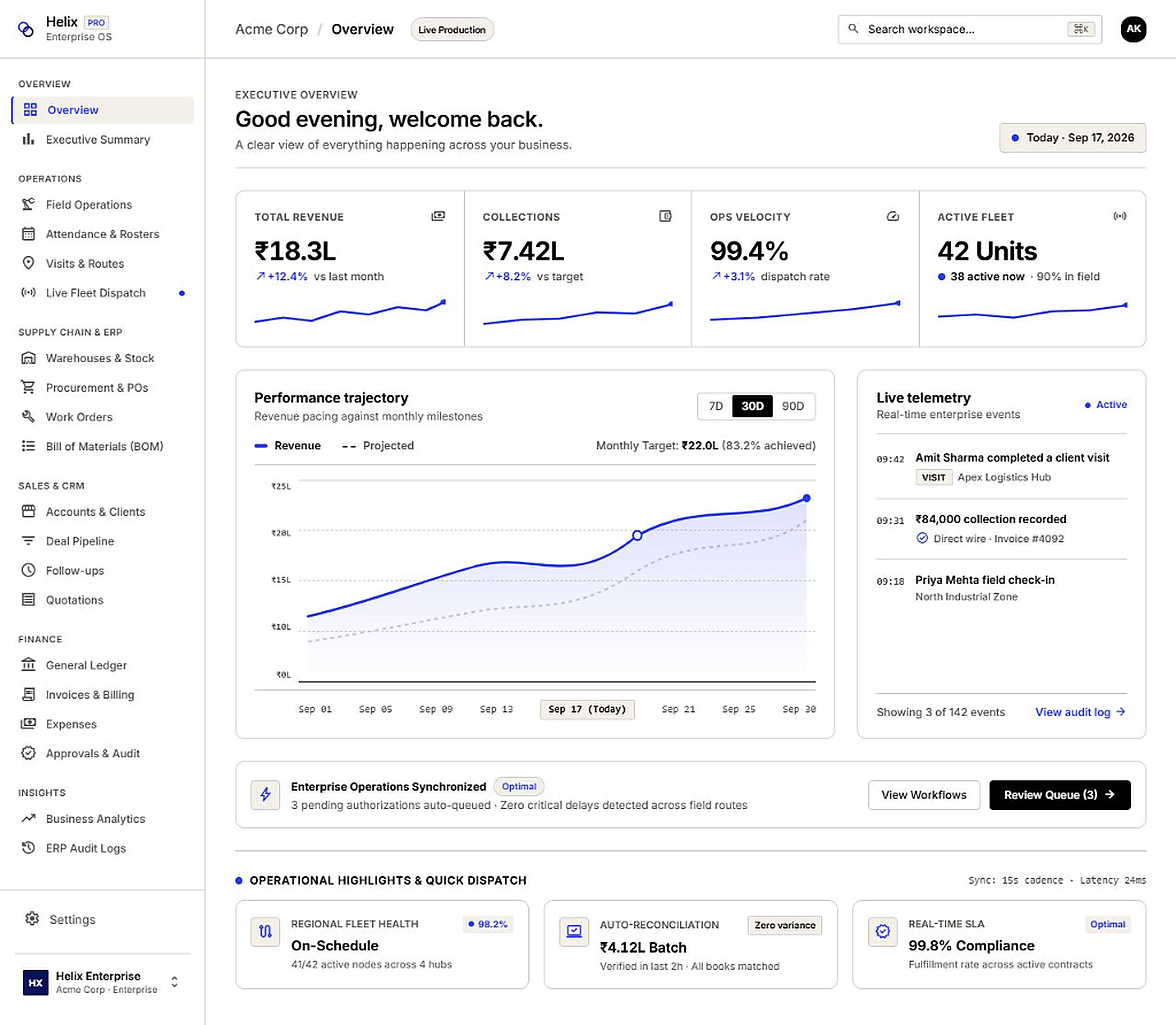Helix Enterprise OS Dashboard